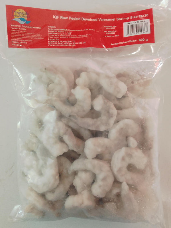 Frozen Large Raw Peeled & Deveined King Prawns 800g  PEN (Bag 26/30) (Frozen)