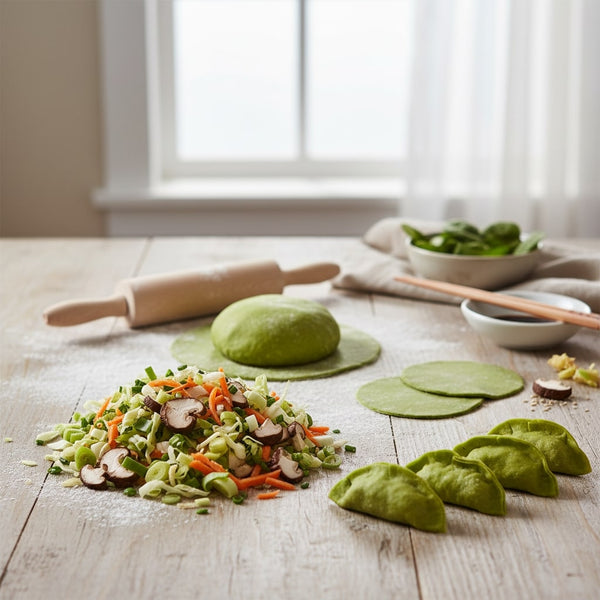 Gyoza - Vegetable + Spinach Pastry 600g (Frozen)  PLEASE CHOOSE A.M. DELIVERY ONLY